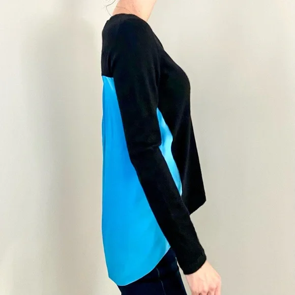 Elie Tahari 100% Cashmere 100% Silk Knit Color Block V-Neck Pullover Sweater, S - Picture 11 of 11